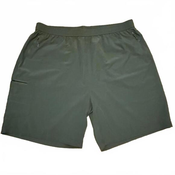Amazon Other - 3XL lined running shorts quick-dry olive green zip pockets‎ elastic waist